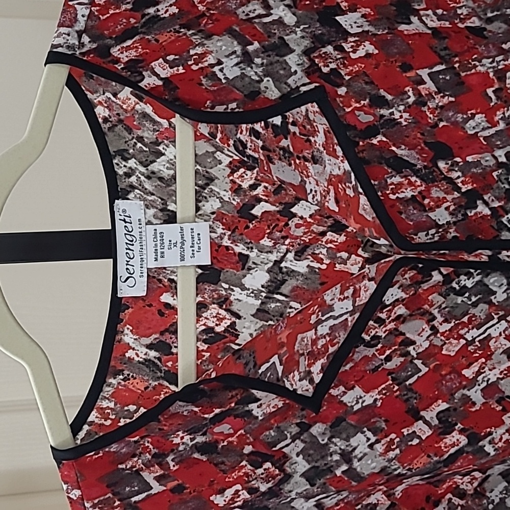 SERENGETI Silky Abstract Pattern Long Sleeve Pull-Over Blouse Size XL - Picture 2 of 7